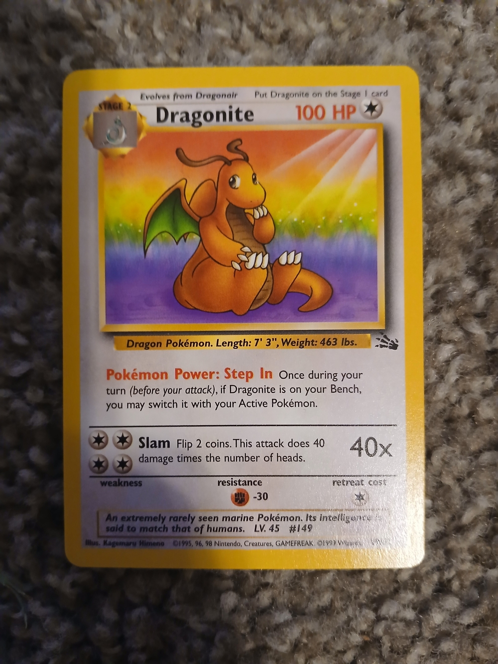 Dragonite Pokémon Card 19/62